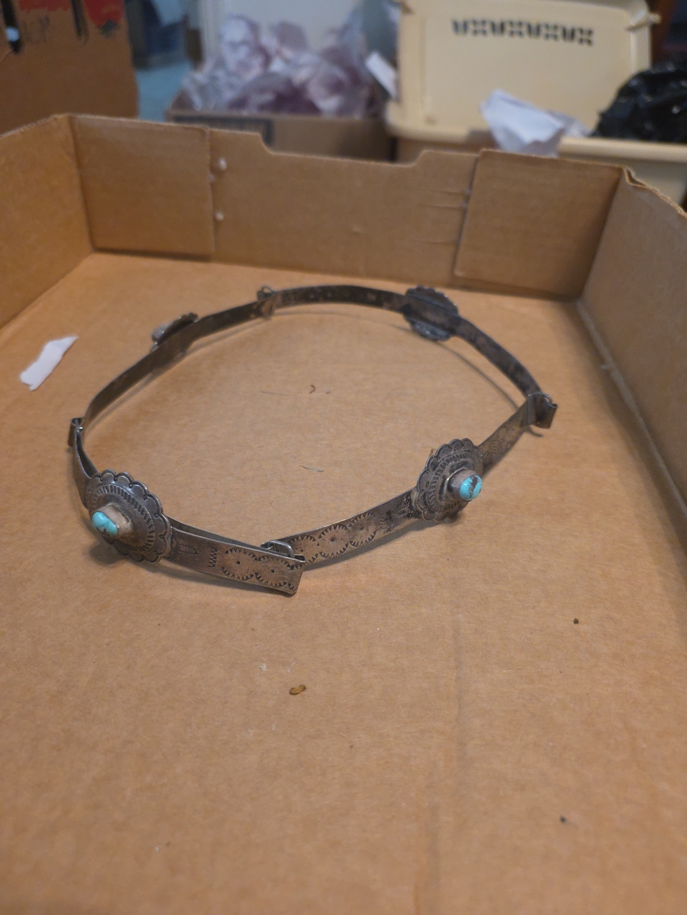 Sterling Silver Turquoise Concho Choker Necklace